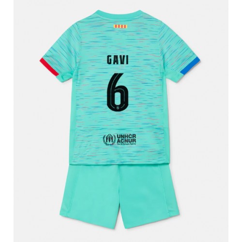 Fotballdrakt Barn Barcelona Paez Gavi #6 Tredjedraktsett 2023-24 Kortermet (+ Korte bukser)